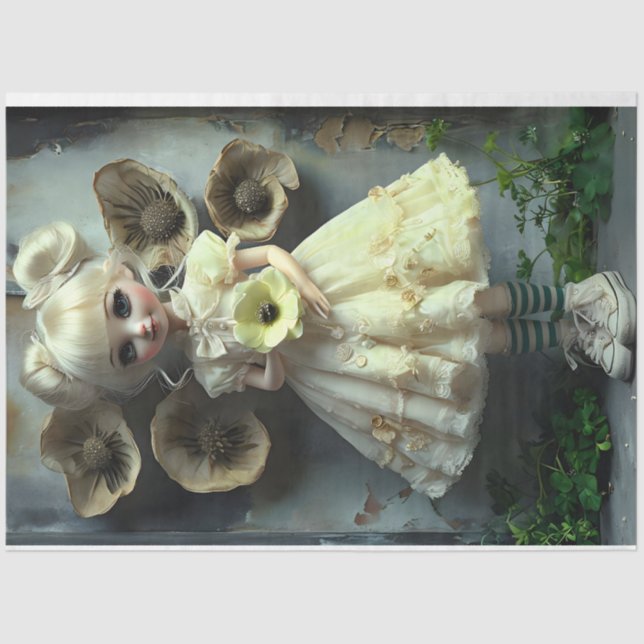 Annabelle yellow dress Cores Papel de Tecido (Frente )