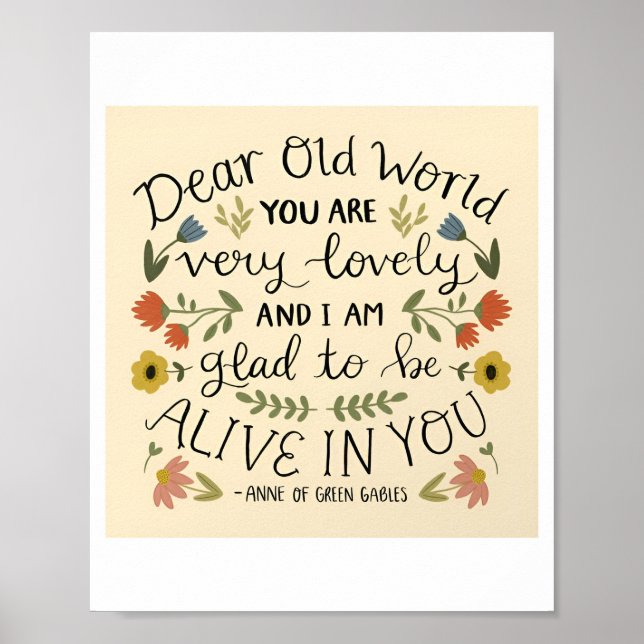 Anne of Green Gables Dear Old World Poster (Frente)