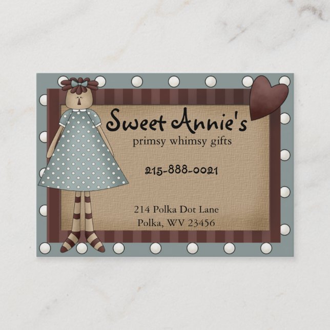 Annie Whimsy Primsy Country Cartão de visita (Frente)