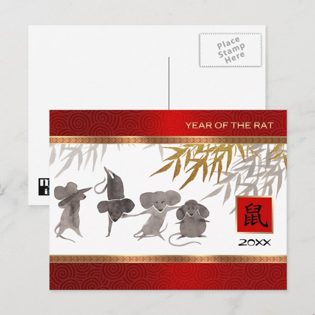 Ano Chinês do Rato | Cartões postais do ano person (Frente/Verso)