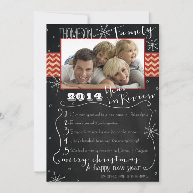 Ano da Família em Revisão Cartão de Natal Fotográf (Frente)