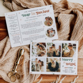 Ano de Foto em Revisão do Cartão de Férias Boho de