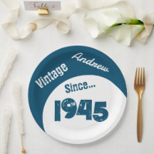 Ano de Nascimento 1945 Prato de Papel de Aniversár