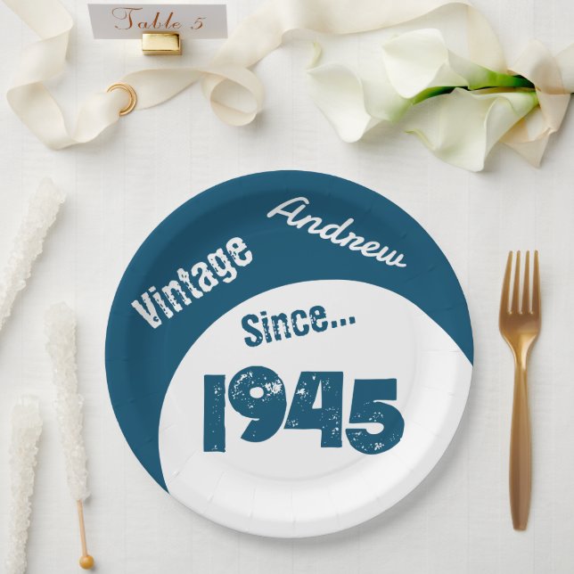 Ano de Nascimento 1945 Prato de Papel de Aniversár (Casamento)