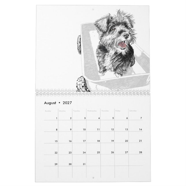 Ano do calendário dos desenhos dos cães (Ago 2027)