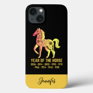 Ano Dourado De Gradiente Do Nome Zodiac Do Cavalo 
