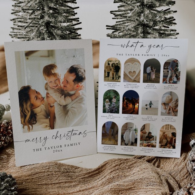 Ano em Revisão da Família Moderna Cartão de Natal  (Criador carregado)