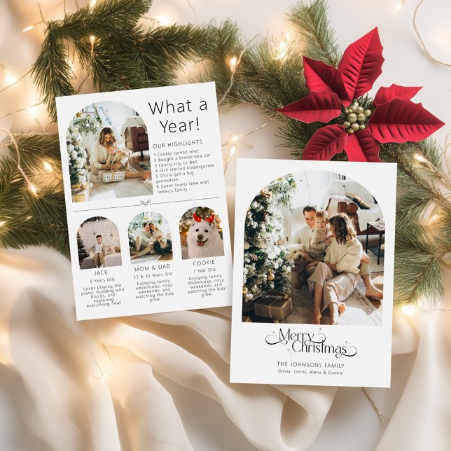 Ano em Revisão do Cartão de Férias de Natal Que An (Year in Review Christmas Holiday Card What a Year,)