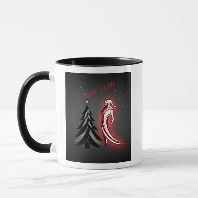 Ano Novo 2026 – Caneca Preto e Branco com Acento V (Esquerda)