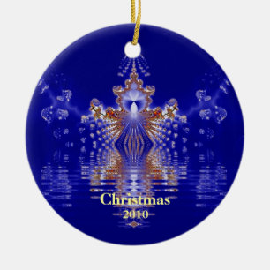 Ano Personalizado de Ornamento de Xmas Azul e Dour