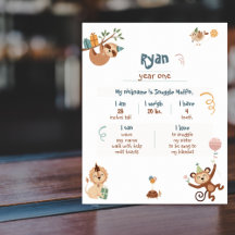 Ano Selvagem Um Marco de Poster com Animais de Zoo