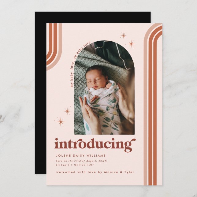 Anos setenta retrorreflectores | Anúncio de nascim (Frente/Verso)