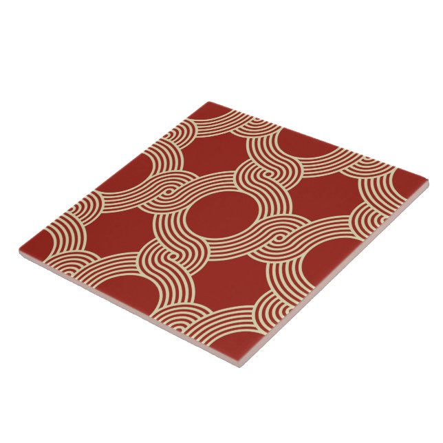 anos setenta Vintage Beige Brown projetam azulejos (Lateral)