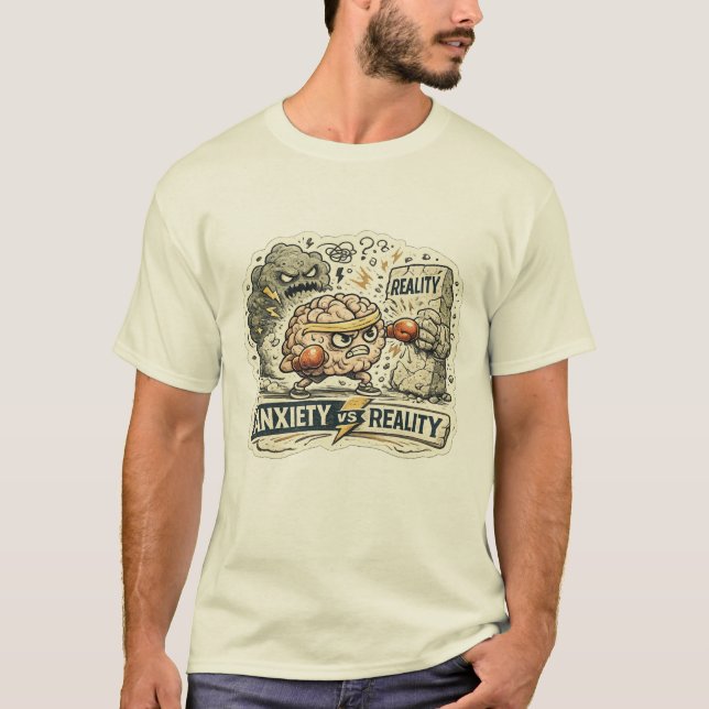 Ansiedade vs Realidade Camiseta engraçada de saúde (Frente)