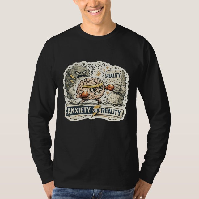 Ansiedade vs Realidade Camiseta engraçada de saúde (Frente)