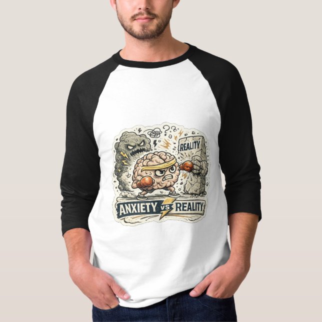 Ansiedade vs Realidade Camiseta engraçada de saúde (Frente)