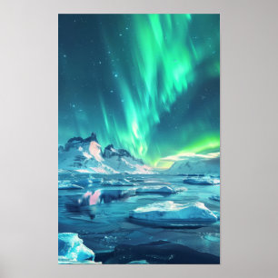 Antártica Aurora Borealis Poster Panorâmica