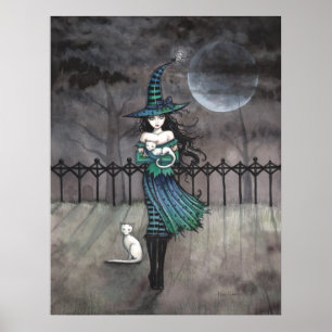 Antes da meia-noite Poster de Gato Branco de Bruxa