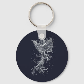 Anthrazit Phoenix Lineart Button Chaveiro