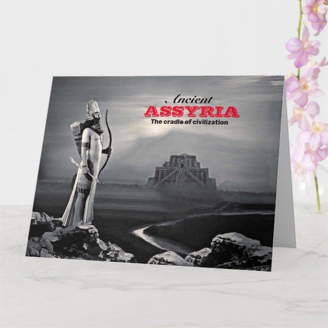 Antiga Assíria Dobrou cartão de saudação (Orquídea)