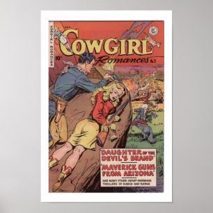 Antiga Cowgirl Romamce Ad Art Impressão Poster