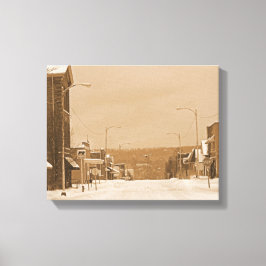 Antiga rua principal na Canvas de neve