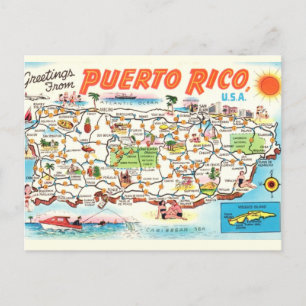 Antigo cartão postal com mapa ilustrado de Porto R