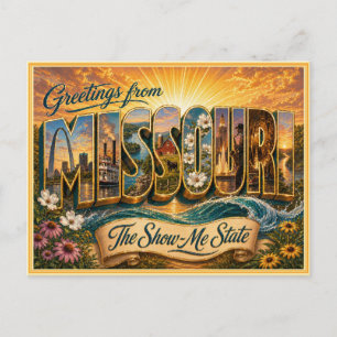 Antigo Cartão Postal de Saudação do Missouri