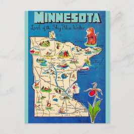 Antigo cartão postal do mapa de Minnesota