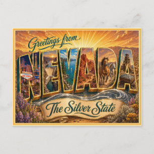 Antigo Nevada Saudação de Cartão Postal