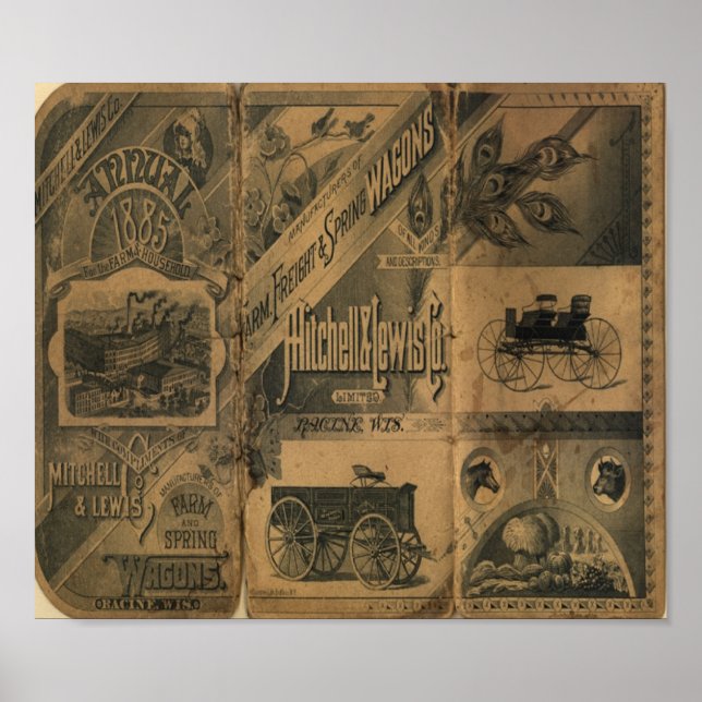 Antigo Oeste, 1885, Collage Vintage Art Impressão (Frente)