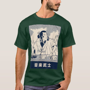 Antigo Retro Japonês Samurai Warrior DJ T-Shirt