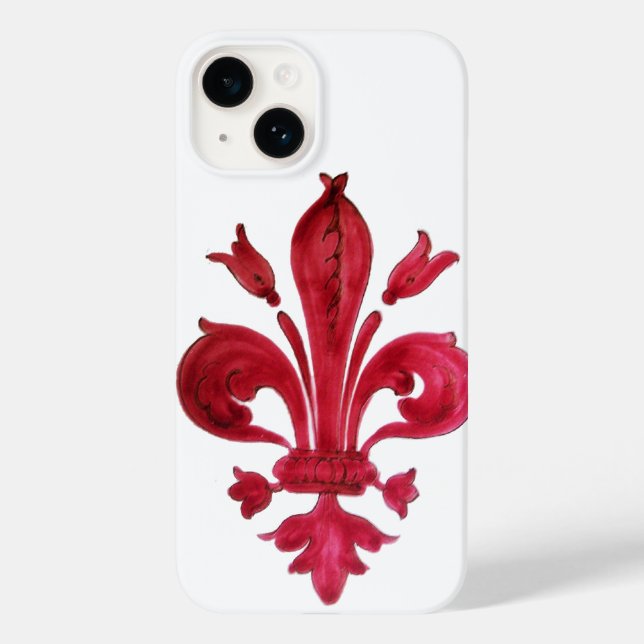 ANTIGO VERMELHO FLEUR DE LIS EM BRANCO FLORAL HERÁ (Verso)