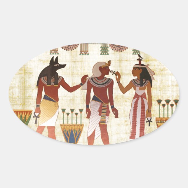 Antigos adesivos ovais do estilo artístico egípcio (Frente)