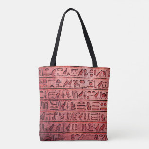 Antigos Hieróglifos Egípcios Vermelhos Tote Bag