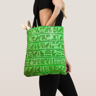 Antigos Hieróglifos Verdes Tote Bag