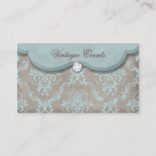 Antiguidade azul bege do cartão de visita do