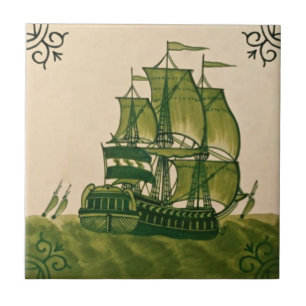Antiquado Minton Hollins Delft Azulejo Nº 2 Repro