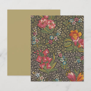Antiquado Toile de Jouy 1800s Floral Branches