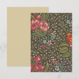 Antiquado Toile de Jouy 1800s Floral Branches