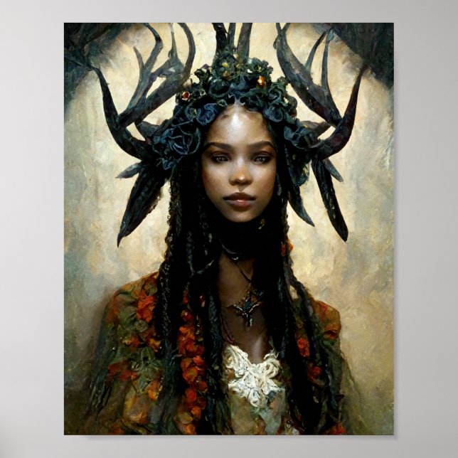Antler Fae 3 Fairy Fantasy Art Poster (Frente)