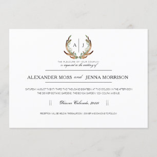 Antler Russo  Convite de casamento minimalista