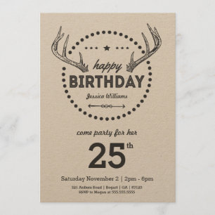 Antlers Birthday Retro inspirou Convite