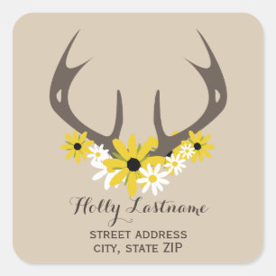 Antlers dos cervos + Etiqueta do endereço dos