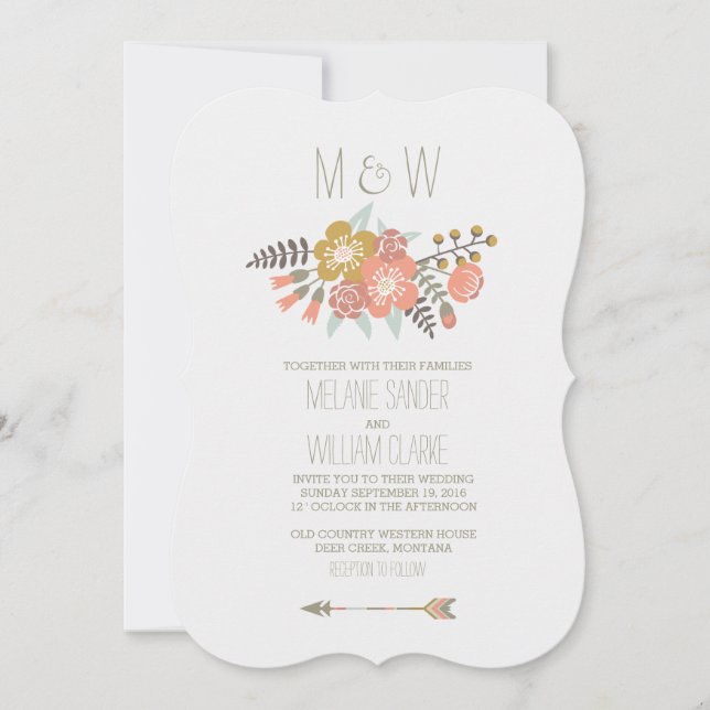 ANTLERS FLORAIS| CONVITE RUSTIC DE CASAMENTO (Frente)