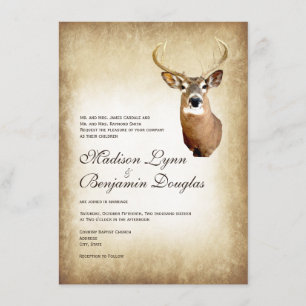 Antlers rústicos dos cervos que caçam convites d