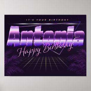 Antonia Vorname lila retro Poster Geburtstag