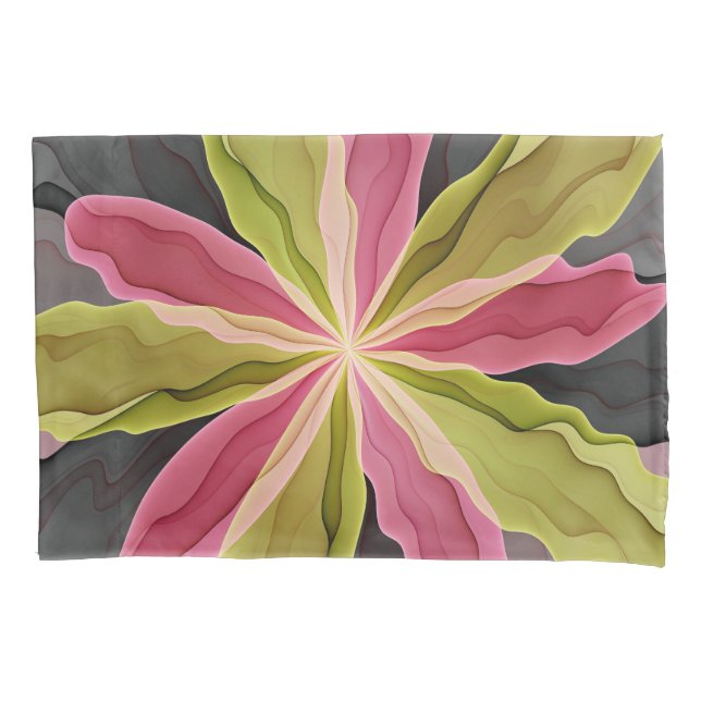 Antracite verde rosa Fantasia Flor Arte Fractal (Frente)