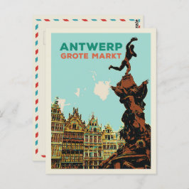 Antuérpia Grote Markt ilustração Bélgica Cartão po