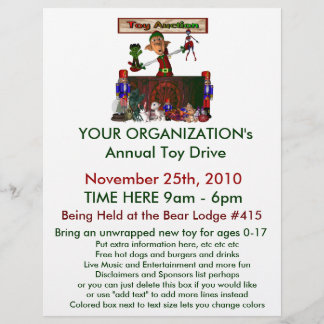 Anualmente, Toy Drive Flyer com um belo leilão de